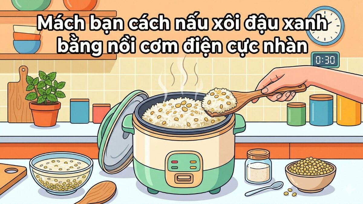 Mách bạn cách nấu xôi đậu xanh bằng nồi cơm điện cực nhàn